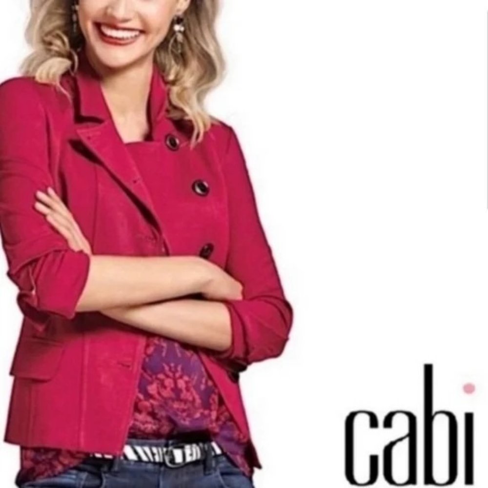 CAbi Womens Blazer Asymmetric Jacket 3175 Long Sleeve Single Breasted Red Size 4
